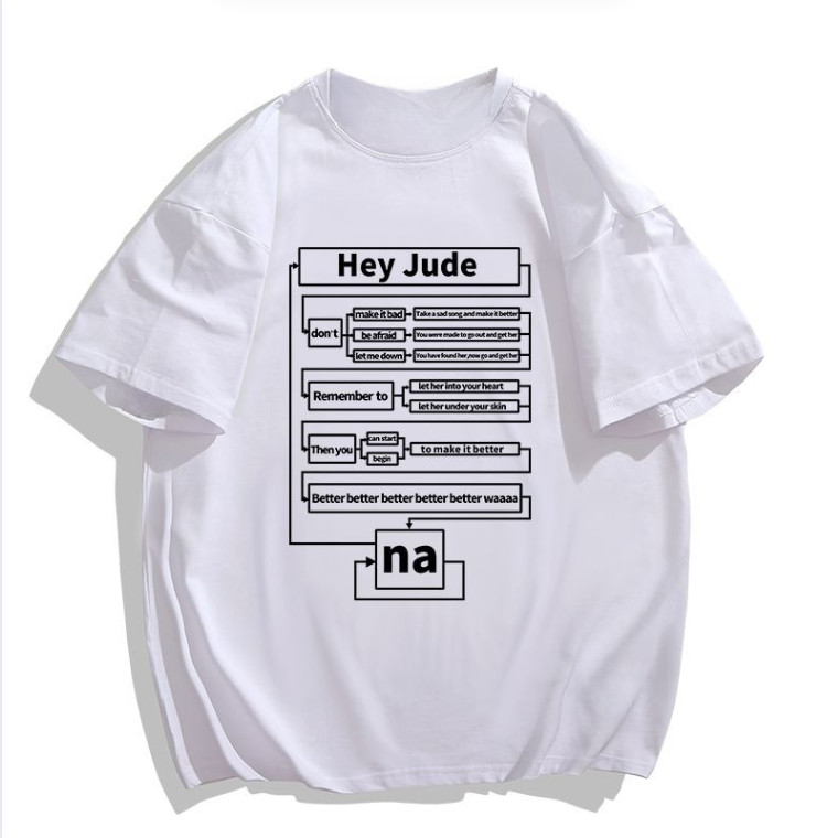 【In stock】甲殼蟲樂隊T恤男女Beatles歌詞流程圖hey jude短袖衣服heyjude