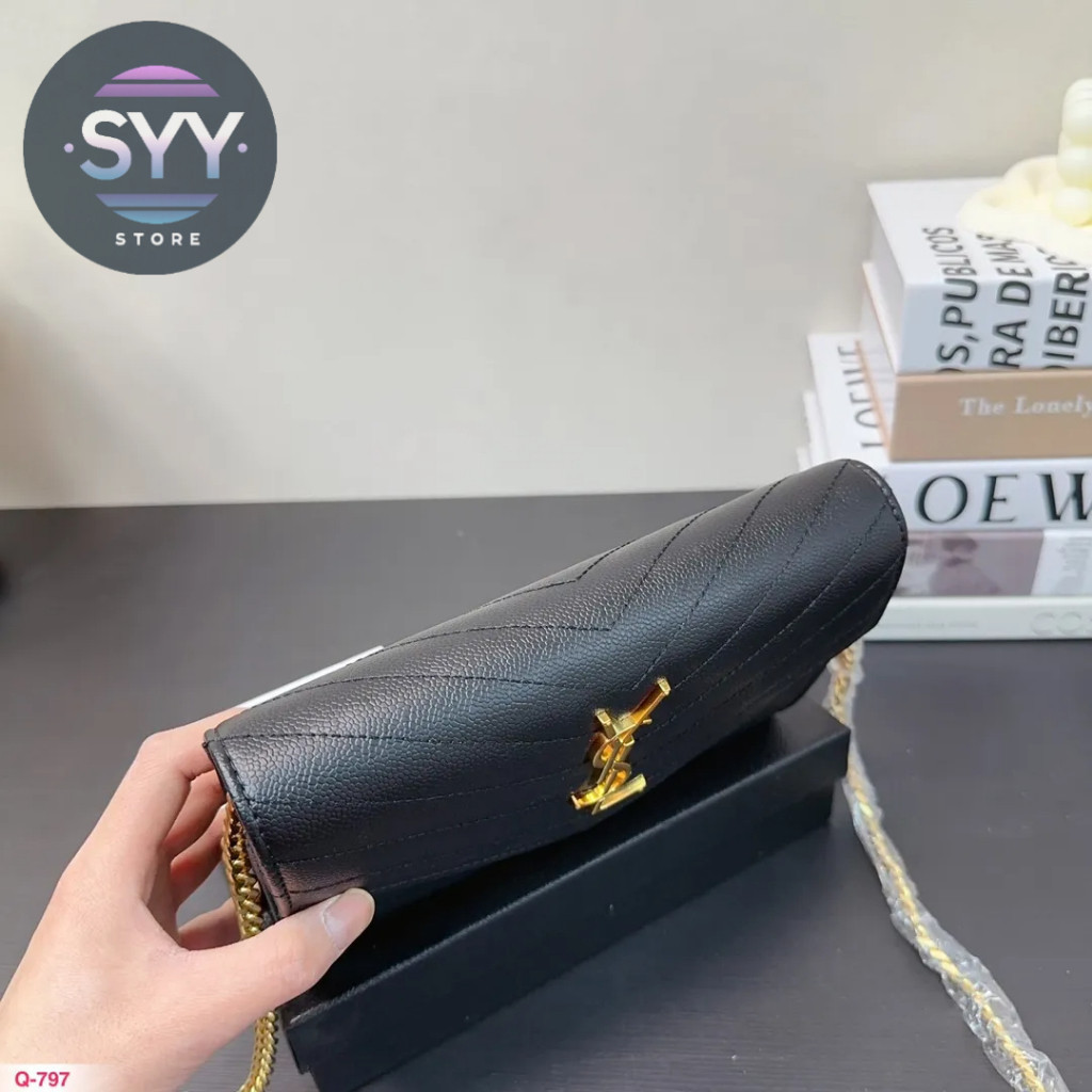 💛蘇茵茵💛頂級二手全新精品禮盒 YSL聖羅蘭 WOC 鏈條包信封包