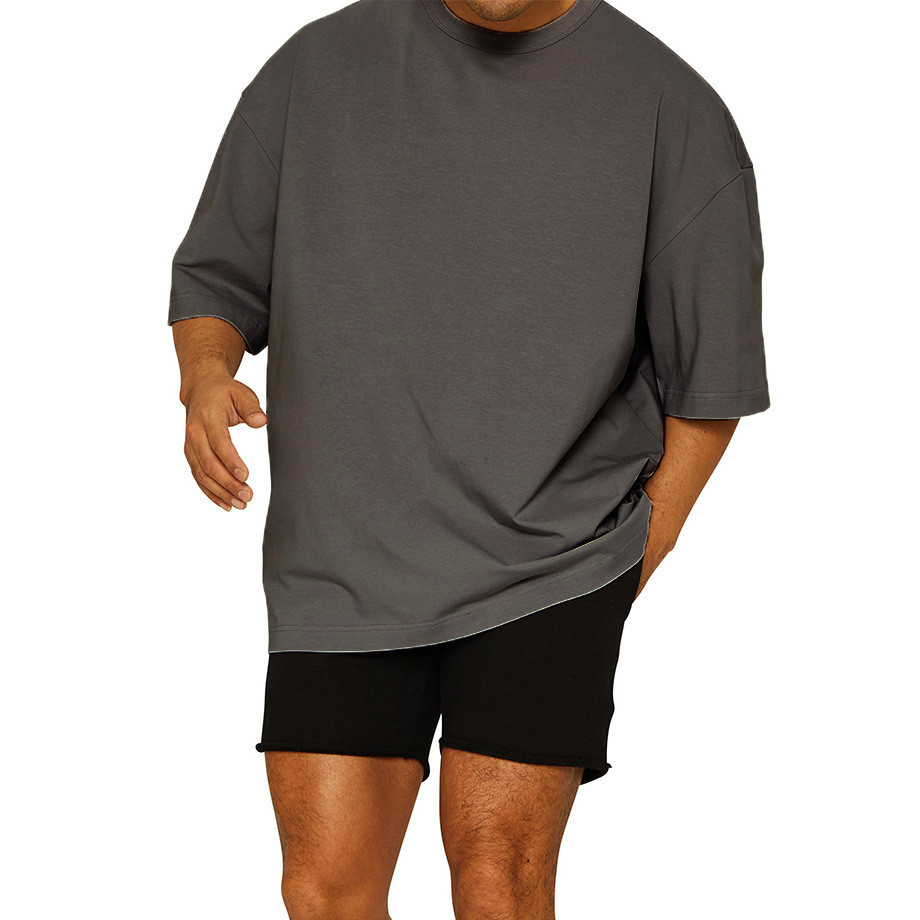 Oversize男士t恤肌肉健身寬鬆純棉基本款嘻哈大碼品牌健身房訓練t恤