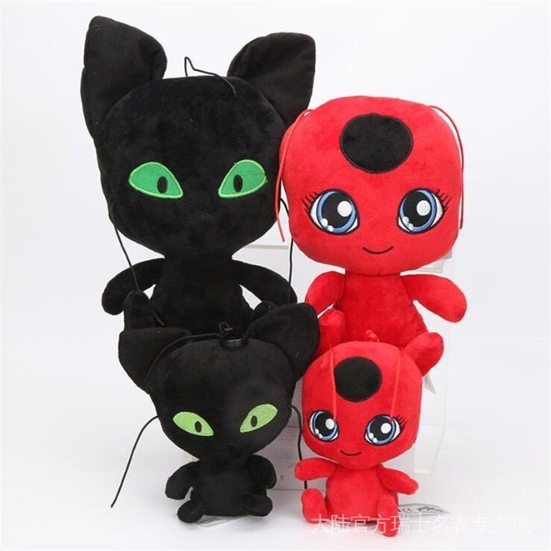 Cat Noir瓢蟲女爵黑貓毛絨公仔瓢蟲少女紅色瓢蟲Ladybug毛絨玩具