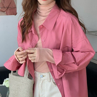 bf風 中長款襯衫 純色襯衫 襯衫外套 寬松上衣 女裝 韓版長袖襯衫 寬松長袖 女生襯衣 防曬外套 基礎款襯衫 百搭長袖