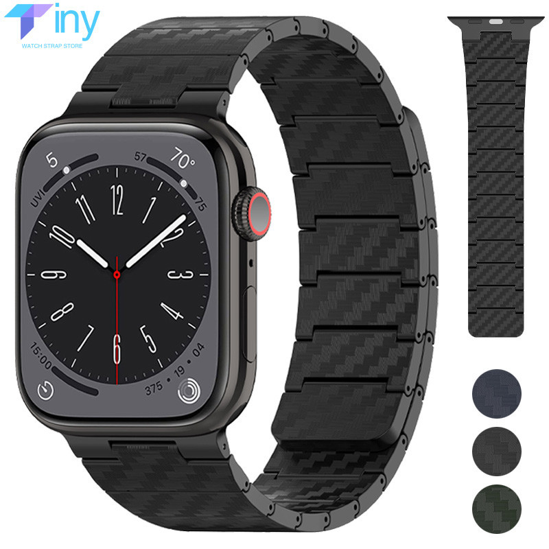 碳纖維錶帶時尚磁性手鍊錶帶兼容 Apple Watch Ultra2 49mm 45 41mm 44mm 40 42mm