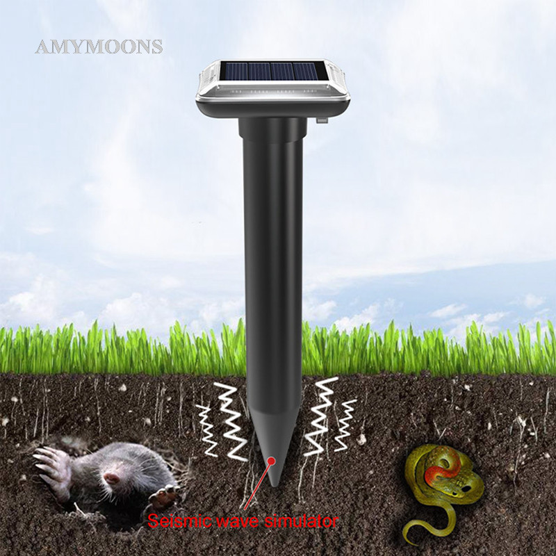 AMYMOONS 太陽能驅鼠器驅蛇器 超音波動物驅趕器 方形插地驅鳥器