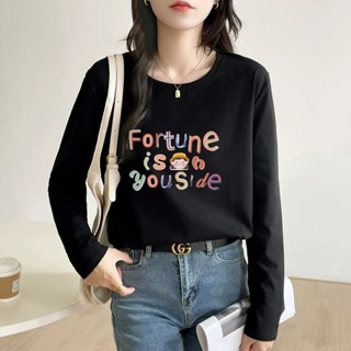 【臺灣出貨】XH 210g 純棉長袖T恤 oversize寬鬆衛衣內搭打底衫女 2024秋季新款上衣 圓領T恤 98F