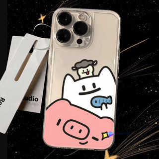ins可愛眨眼小豬適用於蘋果16PRO手機殼iPhone15/14情侶13mini透明11全包7p卡通xsmax防摔軟殼