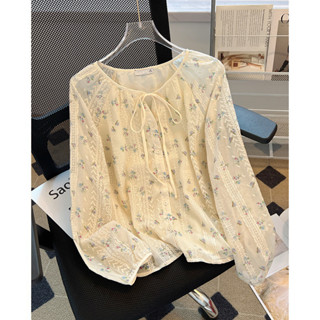 2502 新品發佈 法式碎花長袖雪紡衫女秋季2024秋裝新款寬鬆顯瘦洋氣減齡小眾上衣