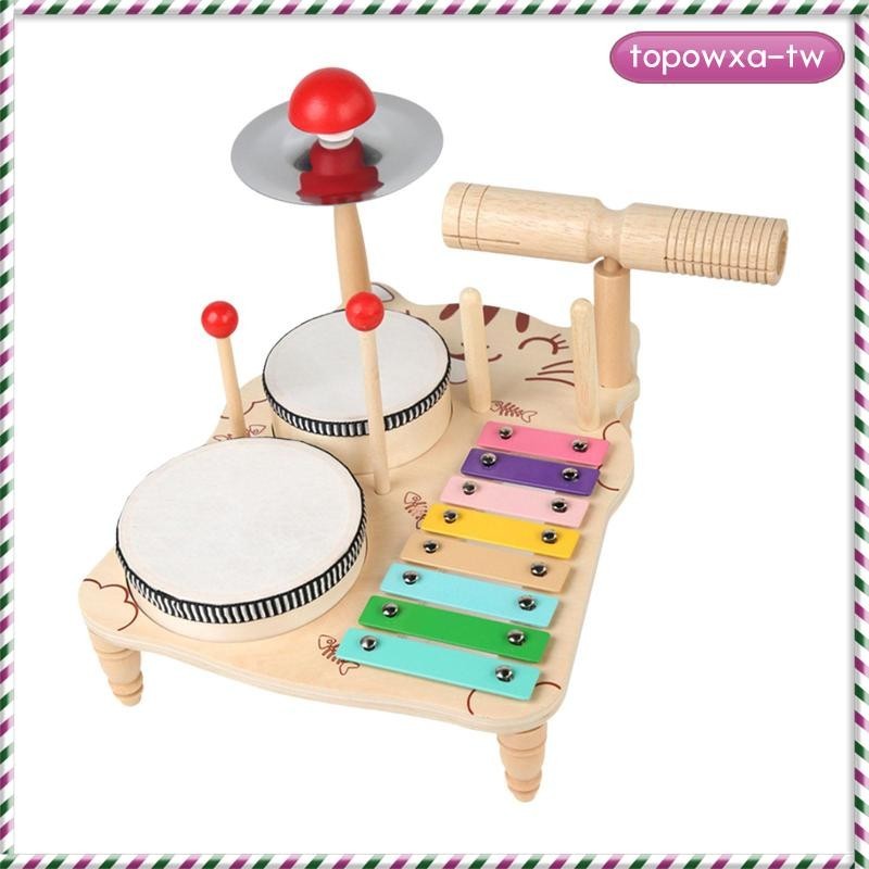 [TopowxaTW✿] 木琴鼓組,蒙台梭利樂器運動技能嬰兒鼓組,生日禮物男孩女孩兒童音樂桌
