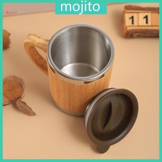 Mojito 竹製咖啡杯杯不銹鋼保溫瓶 12 盎司 300 毫升,適用於家庭辦公室