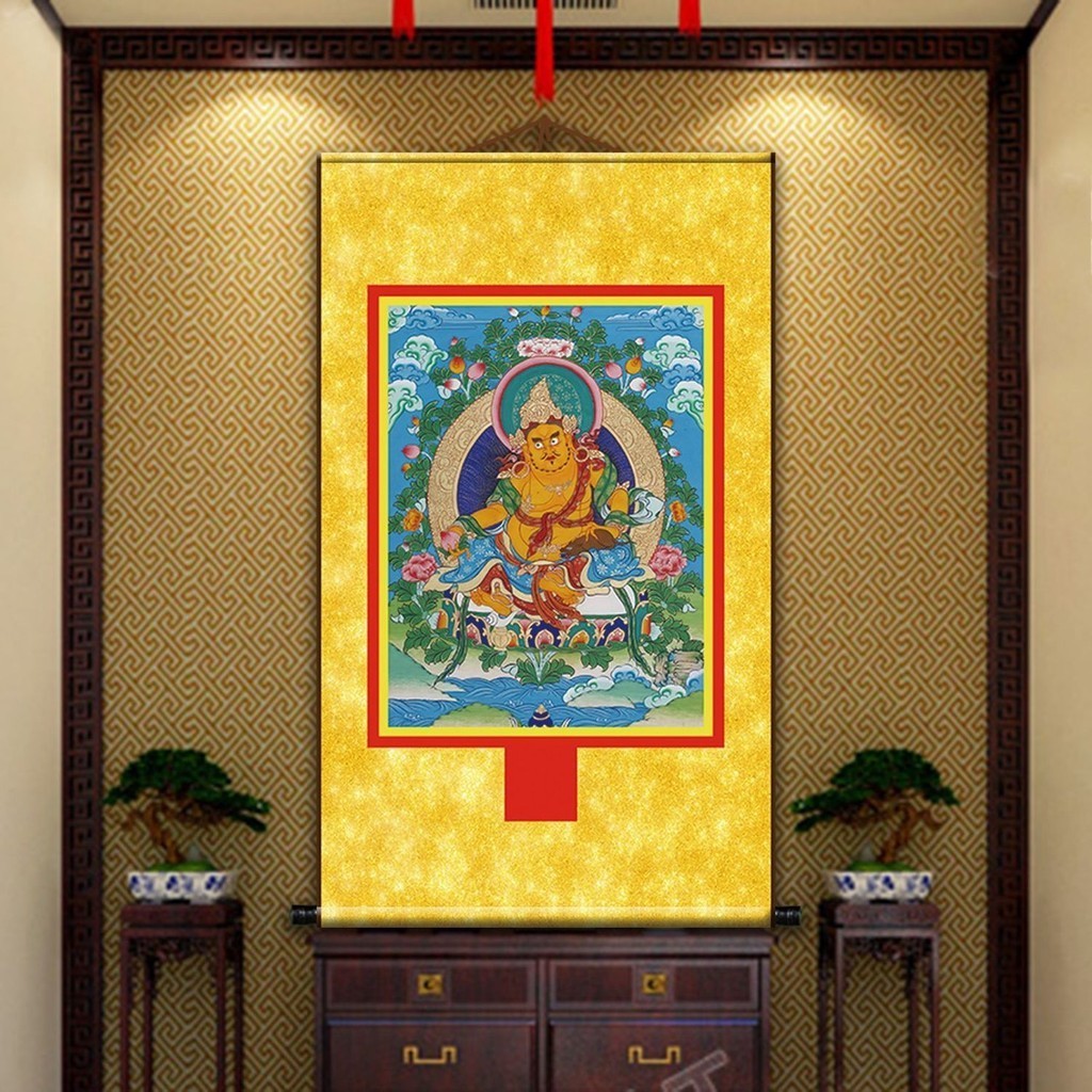 ☀XIXI shop ☀藏傳佛教密宗唐卡黃財神蓮花生綠度母白度母釋迦牟尼佛像裝飾掛畫