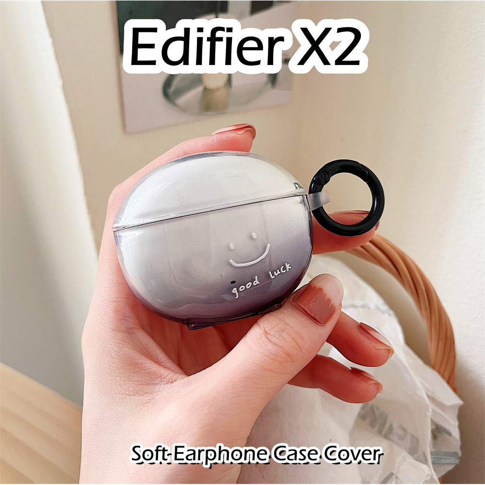 EDIFIER 【潮流正面】適用於漫步者X2手機殼黑線微笑卡通軟矽膠耳機殼外殼保護套