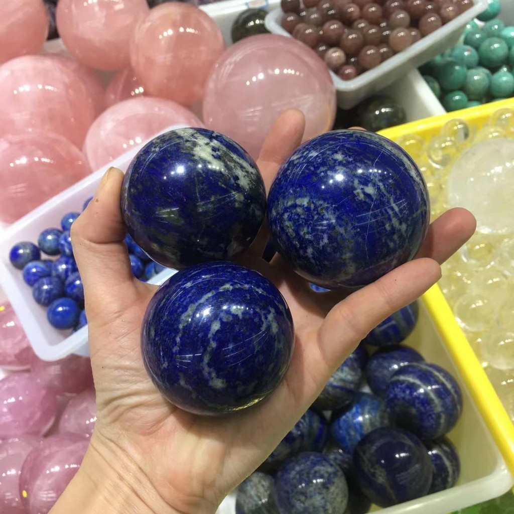 天然阿富汗青金石球擺件藍色水晶球家居 青金原礦石擺飾天然青金