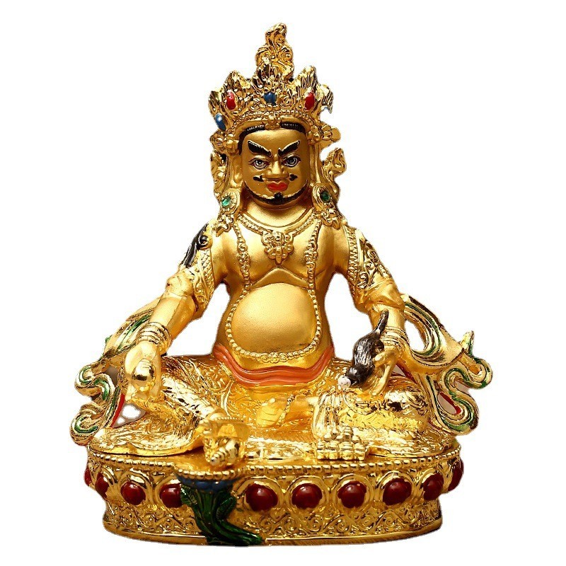 黃財神佛像藏傳用品鎏金彩繪黃財神佛像彩繪佛像佛堂擺件