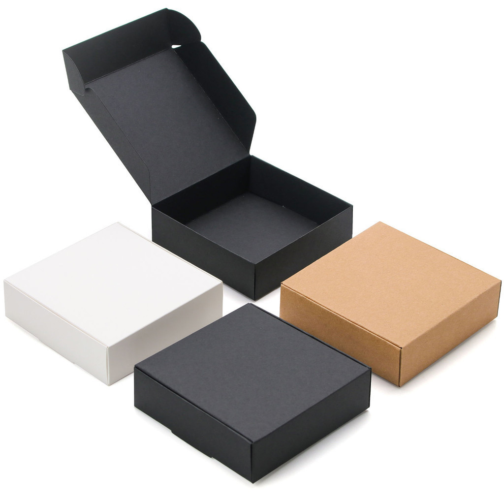 現貨【牛皮紙盒】 卡紙牛皮色白色黑色飛機盒 DIY禮品手工香皂收納包裝摺疊小紙箱