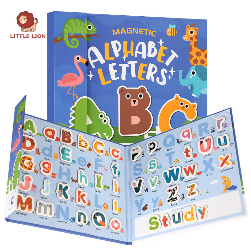 【小獅子】磁性英文字母認知貼 木製兒童早教益智卡 卡通動物字母拼單詞遊戲 26字母認知卡片 配對玩具 字母學習 教具