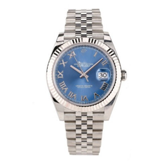 藍色錶盤羅馬數字 日期顯示 時尚魅力奢華男士手錶，勞力家豪華運動休閒自動機械男士腕錶 精緻魅力奢華表