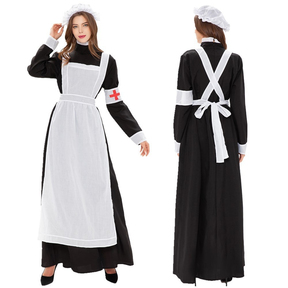 萬聖節神父修女聚會派對服裝舞臺表演服 護士裝 法國莊園女僕裝