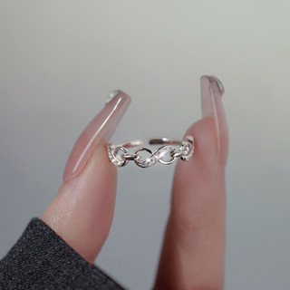 Infinity Symbol 8 形戒指,女士閃亮鑽石戒指,時尚獨特的設計開口戒指。