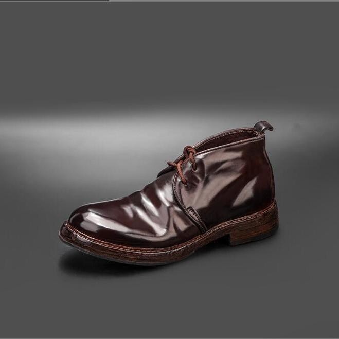 貨號 8017-17vibram高級義大利馬臀皮高幫皮鞋復古手工固特異男靴&amp;