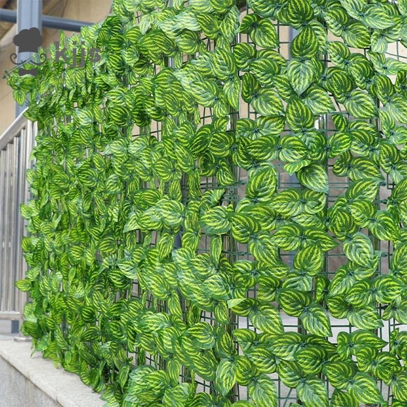 人造植物圍欄綠葉圍欄屏風用於家庭花園庭院裝飾戶外牆壁裝飾