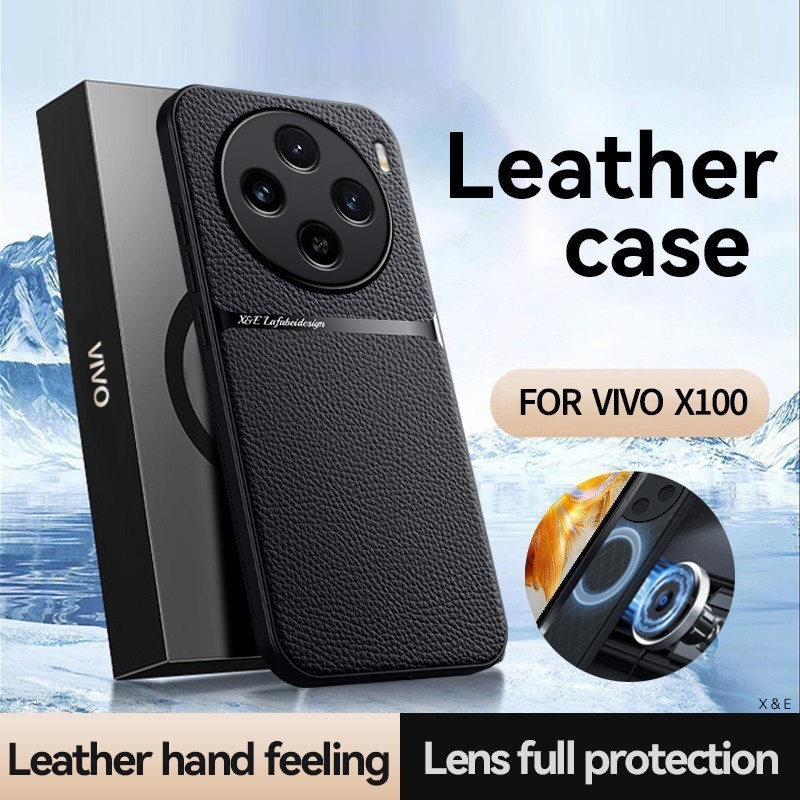 Vivox100pro 皮革磁性手機殼適用於 Vivo X100 Pro X100Pro VivoX100 5G 202