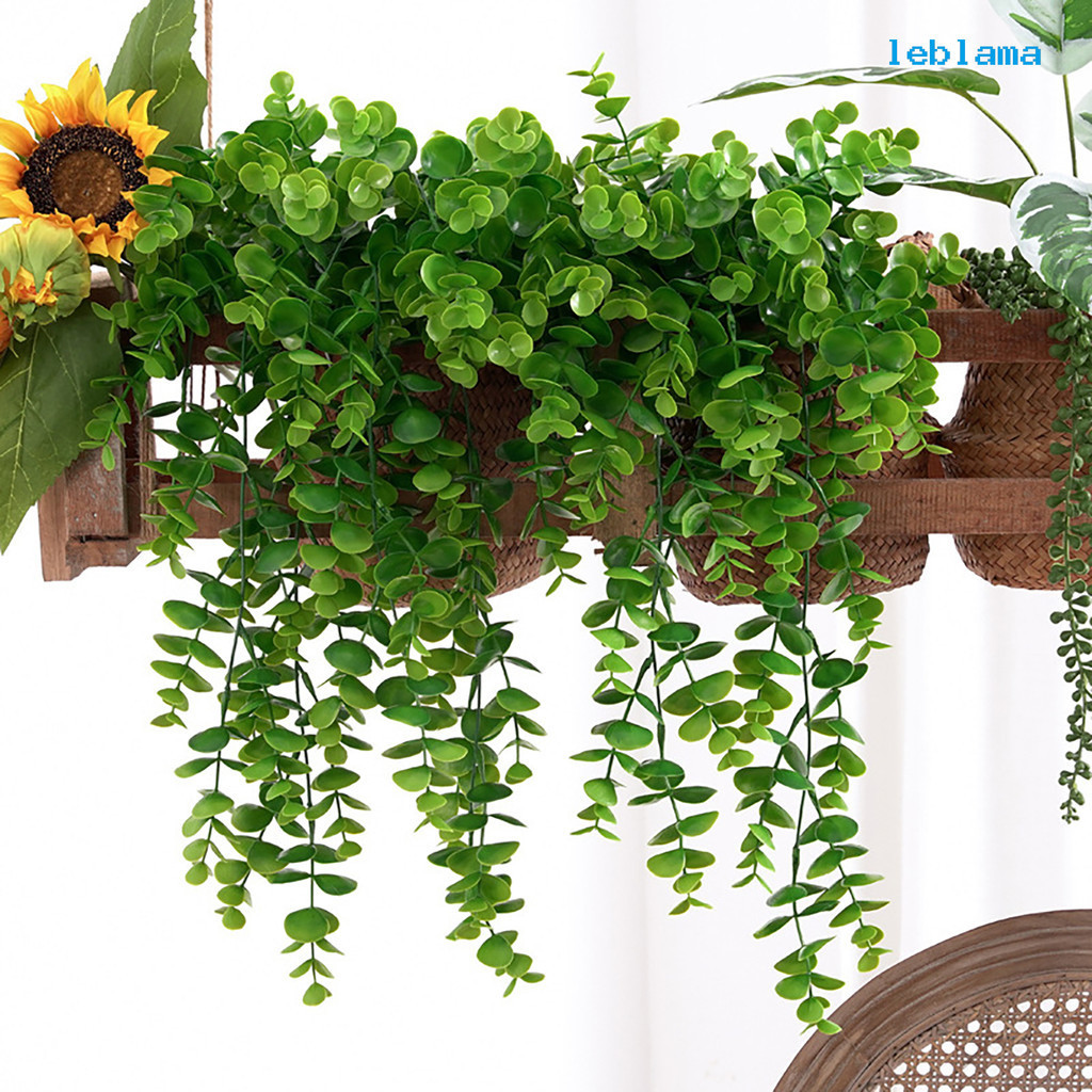 [LBA] 仿真植物25葉尤加利壁掛 假植物蔓藤纏繞花藤 垂吊綠植牆裝飾掛藤