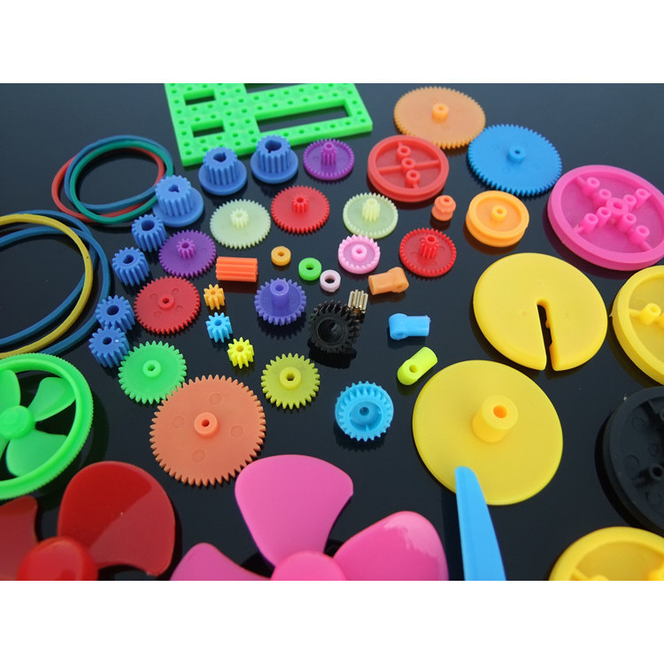 colorful DIY 55種 彩色塑膠齒輪包變速箱玩具車齒輪馬達電機齒輪