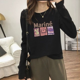 【臺灣出貨】XH 210g 純棉長袖T恤 oversize寬鬆衛衣內搭打底衫女 2024秋季新款上衣 圓領T恤 174