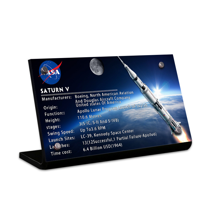 【特價促銷】適用樂高21309阿波羅土星五號火箭亞克力銘牌92176銘牌