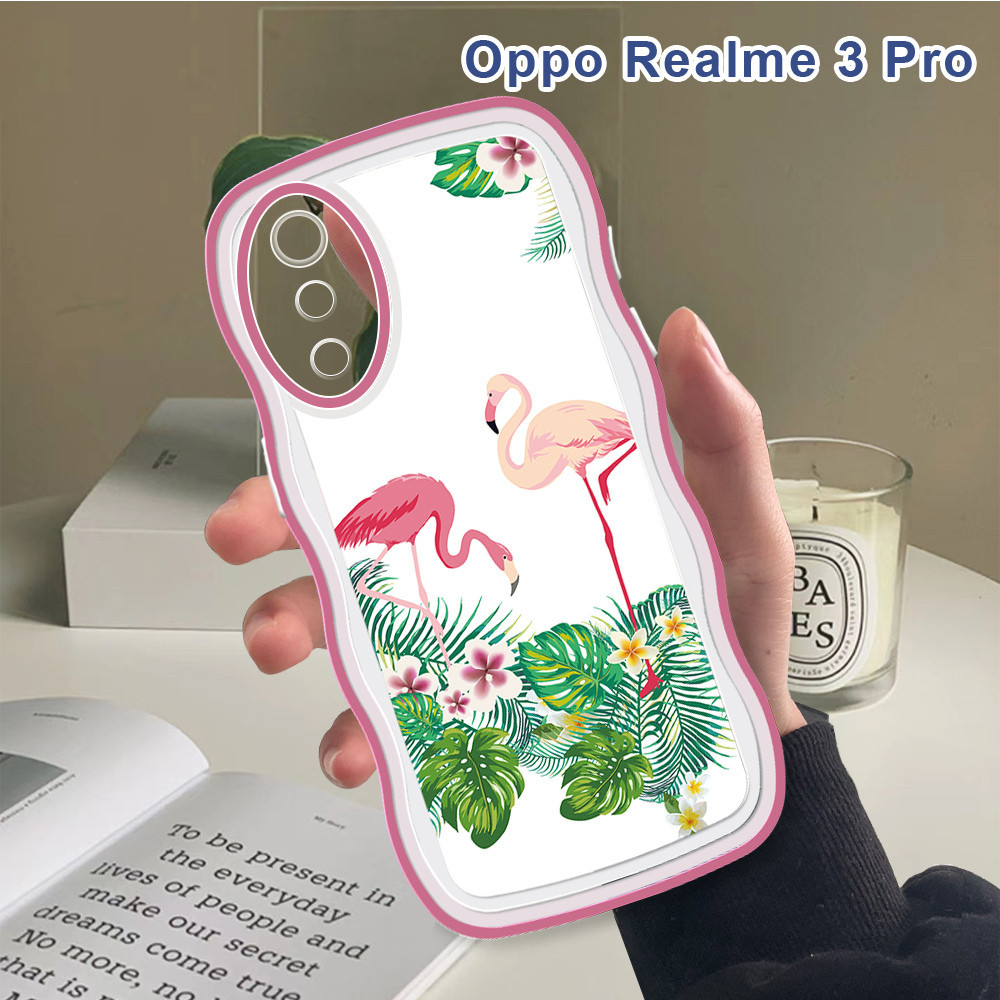 適用於 Realme 3 Pro 6 5 Pro 5 5S 5i 6i 外殼卡通火烈鳥保護套防震矽膠手機軟殼
