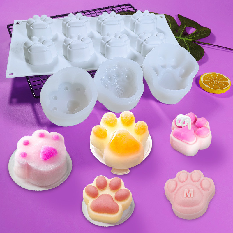 三信 鏡面貓爪慕斯蛋糕矽膠模具 DIY法式慕斯果凍布丁貓爪狗爪磨具