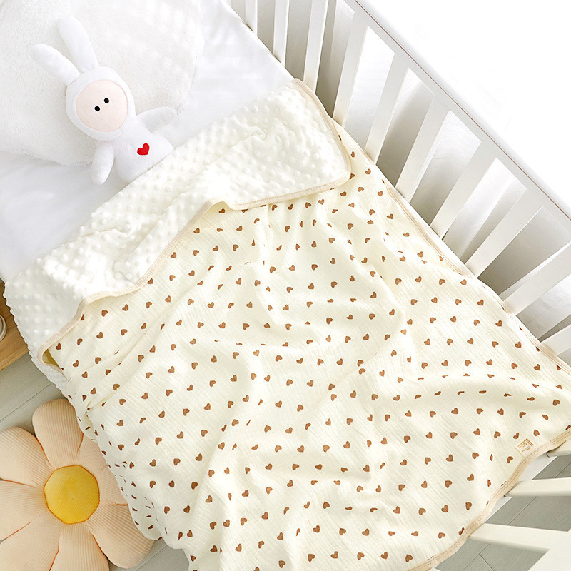 【豆豆毯】現貨A類0-3嵗嬰兒紗佈豆豆毯 寶寶蓋毯抱毯 新生兒豆豆絨包被 嬰幼兒用品 縐佈豆豆毯