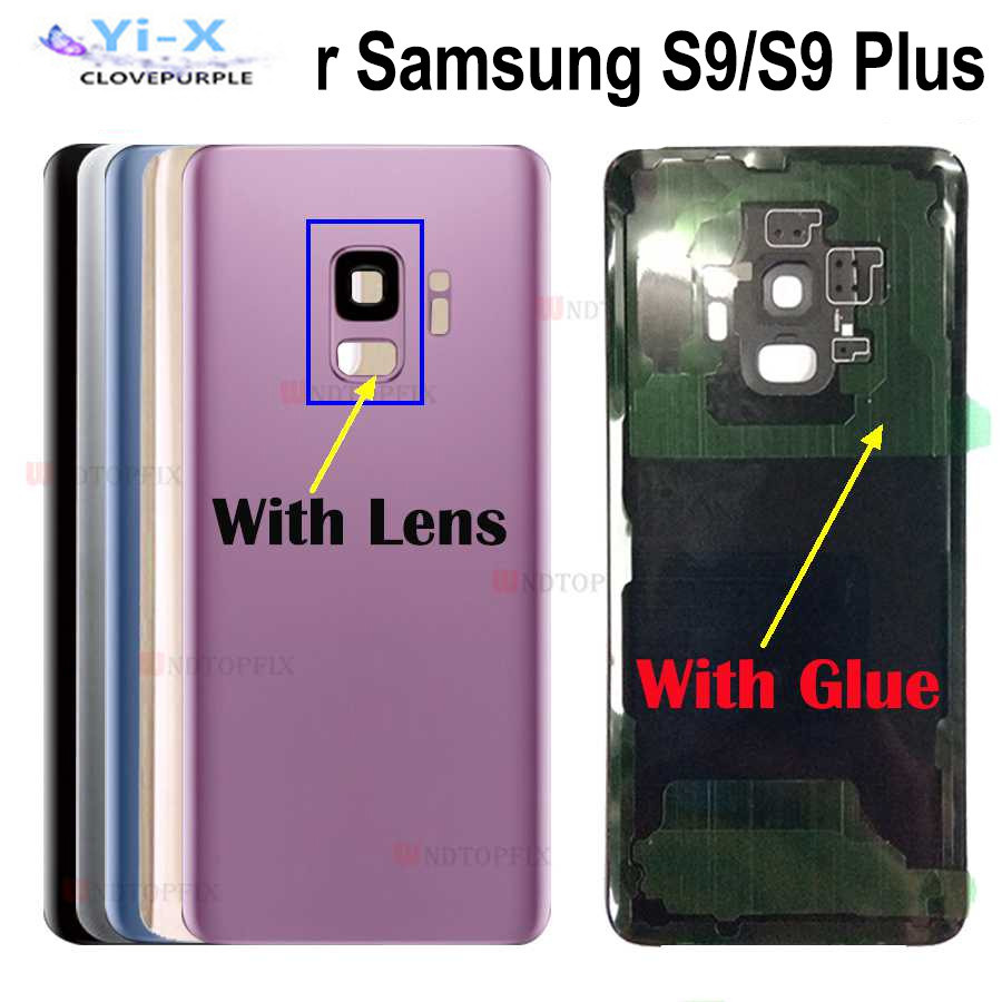 SAMSUNG 1x 電池後蓋適用於三星 Galaxy S9 Plus 電池蓋適用於 S9 後蓋電池蓋門後玻璃帶相機鏡頭