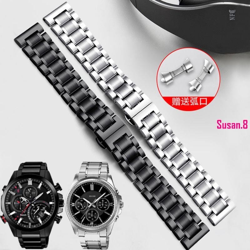 店長推薦~不鏽鋼手錶帶代用卡西歐MTP-1375 EFV-500 EFR-552D劍魚精鋼錶鏈新品Y