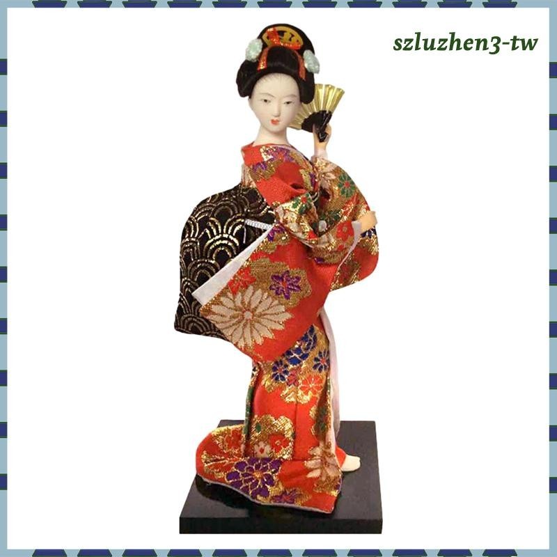 [SzluzhenfbTW] 收藏公仔日本娃娃 9 英寸亞洲雕像日本和服藝妓娃娃農舍辦公桌客廳臥室