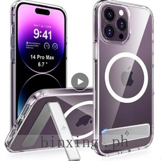 Spigen支架無線充款iPhone15pro Max手機殼 蘋果12 13 14pro Max磁吸13pro防摔保護套