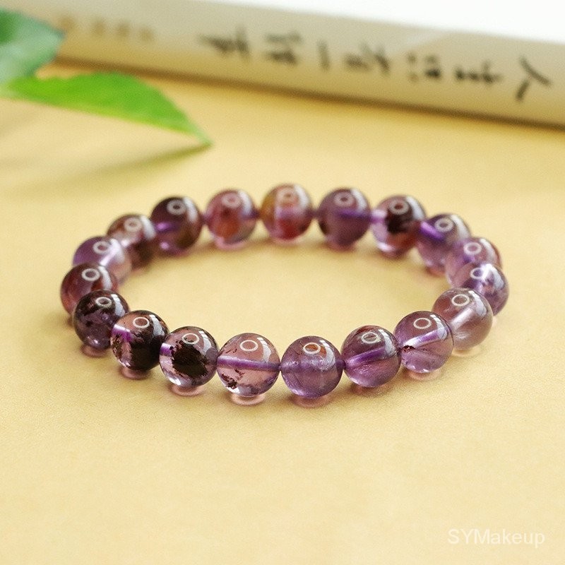 天然紫幽靈手串紫鈦晶能量手鍊水晶彩寶珠寶