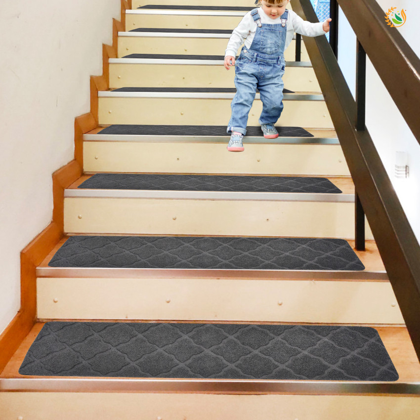 用於木台階的樓梯踏板 - 防滑樓梯地毯膠帶即剝即貼,15 件套,自粘室內樓梯滑軌地毯蓋墊,8"X30"