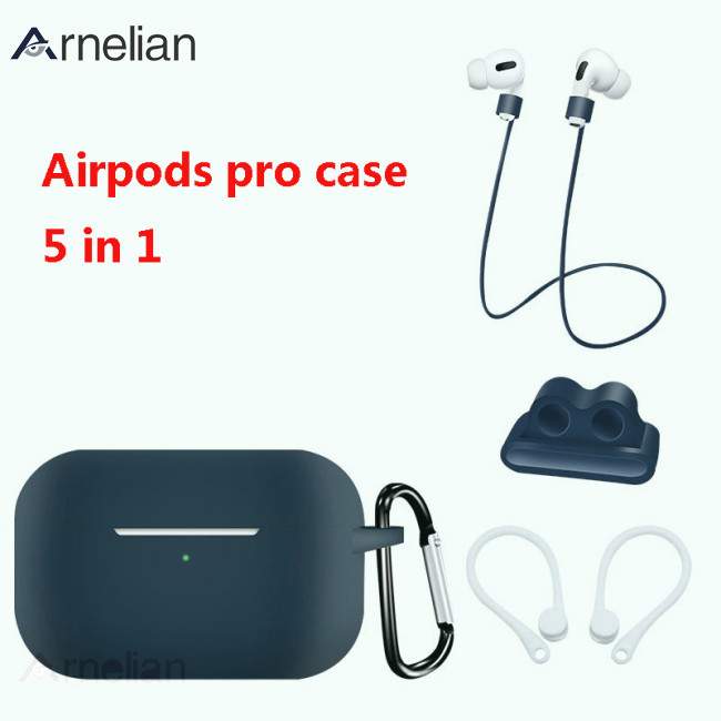 Arnelian AirPods Pro 軟矽膠殼+登山扣+防丟帶+耳掛+手錶扣耳機保護套
