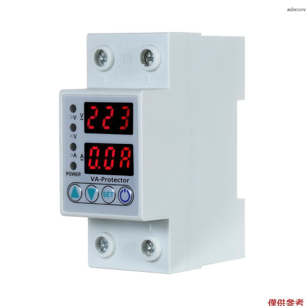 63a 220V Din Rail 可調過壓和欠壓保護裝置保護器繼電器過流保護家用雙 LED 顯示屏