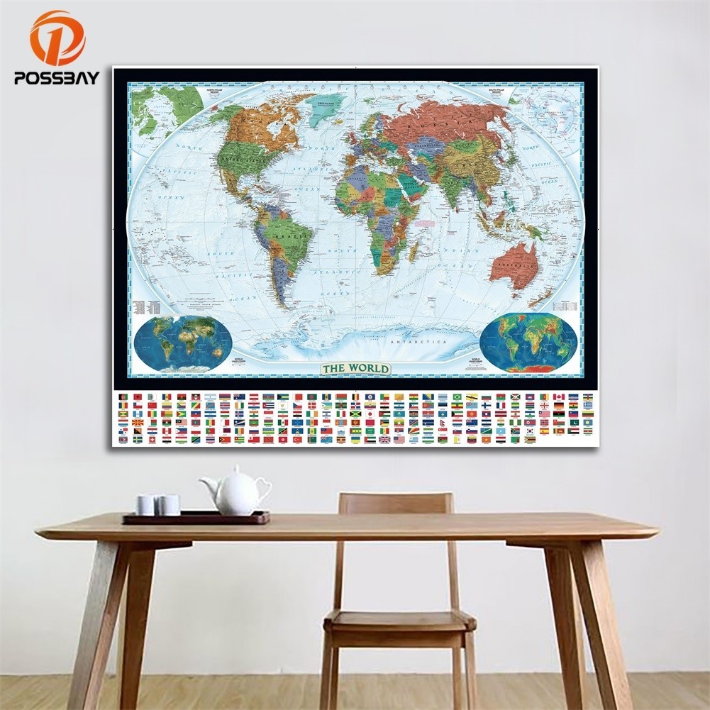 #GOOD# 世界地圖 - 大地圖海報印刷牆藝術背景布家居客廳牆壁裝飾