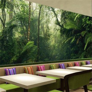 定製熱帶雨林叢林植物風景3d照片壁畫客廳臥室咖啡廳酒吧餐廳背景牆紙
