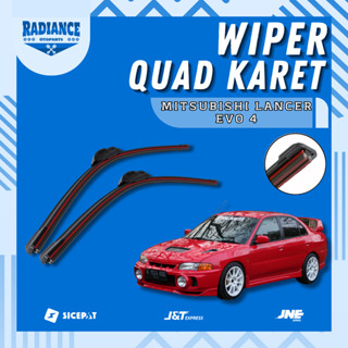 MITSUBISHI 三菱 Lancer Evo 4 無框四輪橡膠雨刷 1 套 2 件不帶鐵架