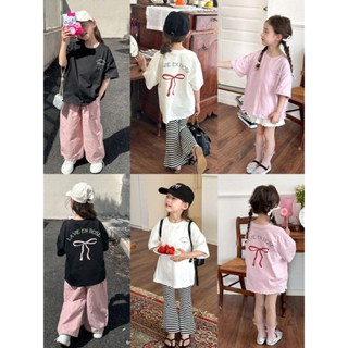 Smile Kids 女童短袖 臺灣出貨 女童短袖T恤洋氣夏裝2025新款蝴蝶結兒童半袖衫夏季女寶上衣