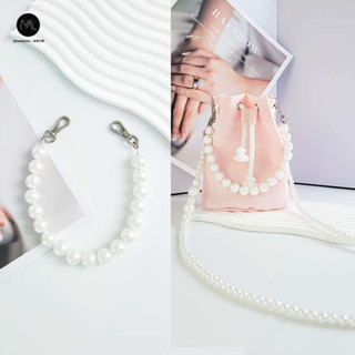 化妝袋 化妝品包 化妝包抽繩帆布包改造適用dior迪奧CD手拿包粉色珍珠鏈條斜挎配件