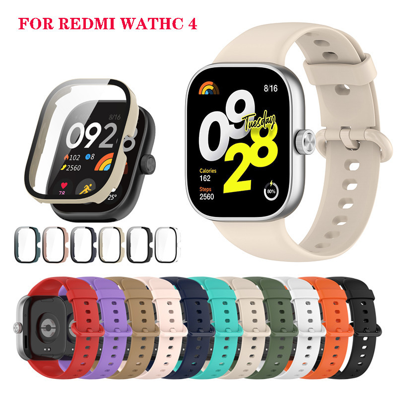適用於 Redmi Watch 4 鋼化玻璃屏幕保護膜保護套全新矽膠錶帶錶帶