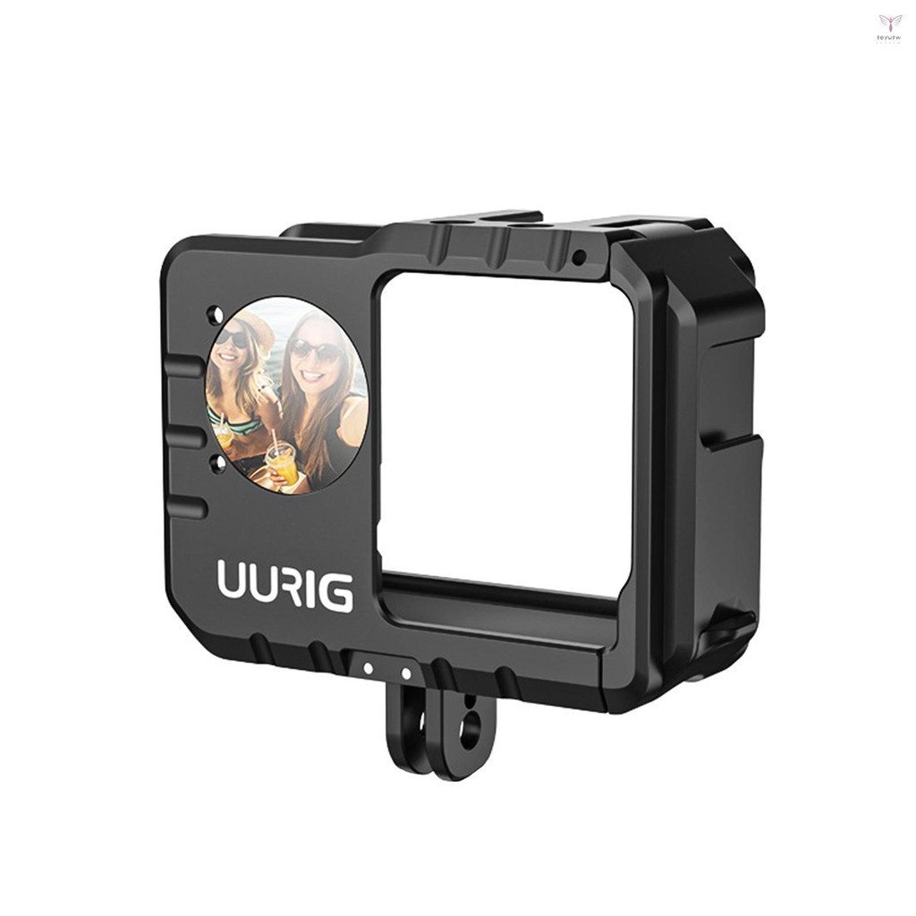 Uurig 運動相機視頻籠帶雙冷靴支架自拍鏡保護框架相機籠 Vlog 配件更換 Insta360 ONE RS