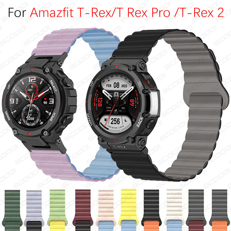 Huami Amazfit T-Rex 2 / T-Rex / T-Rex Pro 手鍊軟矽膠帶的矽膠磁環錶帶