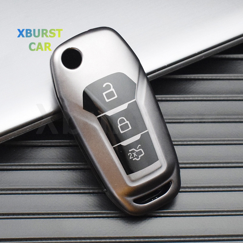 Tpu 汽車翻蓋鑰匙包保護套包殼扣支架適用於福特 Ranger C-Max S-Max Focus Galaxy Mon