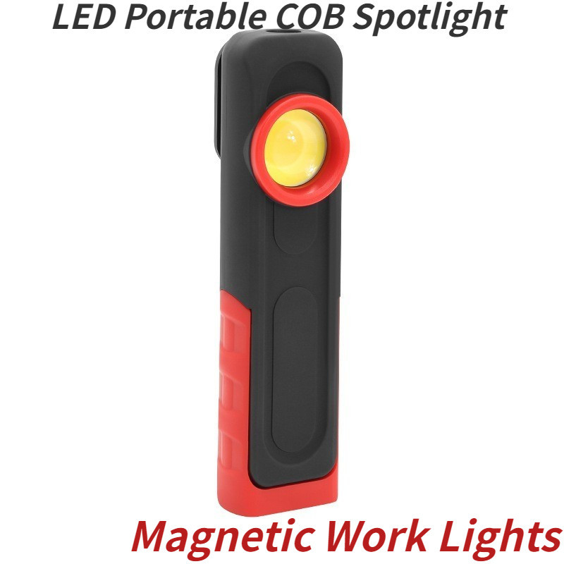 Led 便攜式 COB 聚光燈磁性工作燈可充電 LED COB 野營工作燈