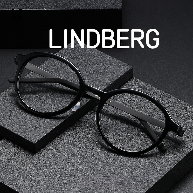 【LZ鈦眼鏡】闆材眼鏡框 LINDBERG林德伯格衕款1177時尚圓形配防藍光復古素顏平光鏡純鈦鏡架